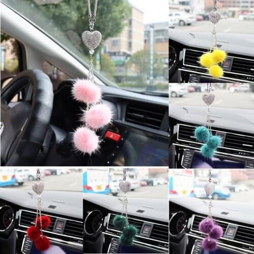 1pcs Creative Rhinestone Peach Heart Car Rearview Mirror Pendant Crystal Diamond Automobile Ornament Car Decoration Pendants