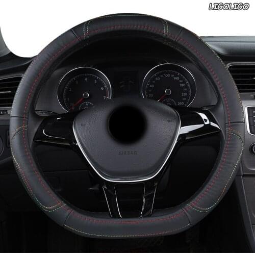 LIGOLIGO Leather Car Steering Wheel Cover For Suzuki Vitara Swift Jimny SX4 S Cross Dzire Celerio Ertiga APV