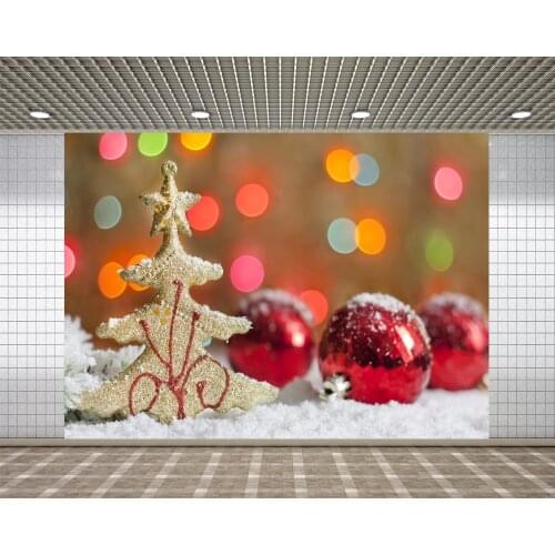 Lyavshi Christmas Balls Snow Ground Photography Backgrounds Customized Photographic Backdrops For Photo Studio