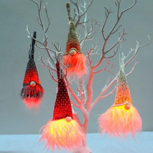 Cute Gnome Doll LED Light Pendant Christmas Tree Window Door Hanging Ornament Christmas Pendant