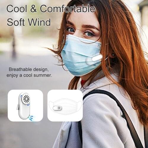 Mini Mask Fan Portable Mouth Cover Cooling Fan Outdoor USB Rechargeable Clip-On Air Purifier Face Cover Electric Air Cooler Fan
