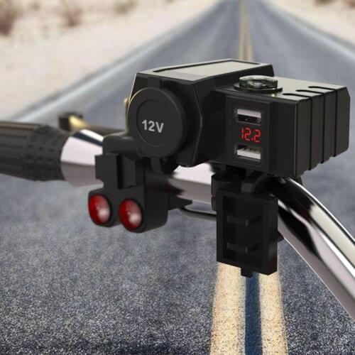 Motorcycle Charger 6V 3.1A Output Dual USB Ports and Cigarette Lighter Socket Outlet Design With Waterproof Independent Switch