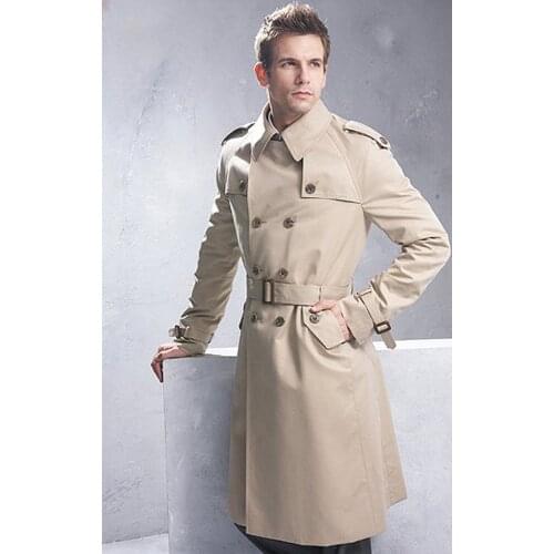 Mens Clothing Long Jackets & Coats British Style Overcoat S-6Xl Size Trench Coat Men Classic Double Breasted Mens Long Coat