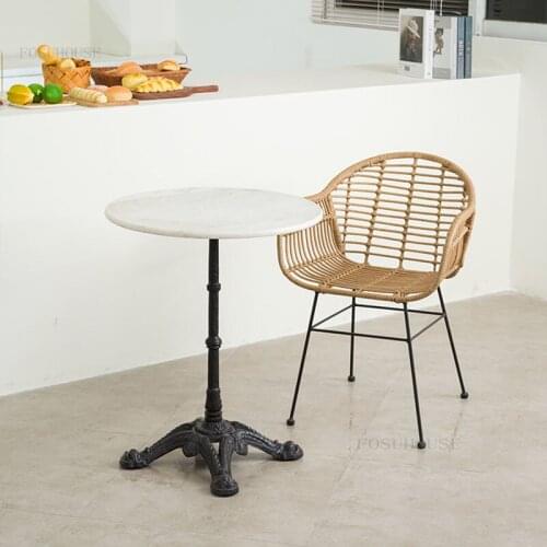 Nordic Living Room Sets Wrought Iron PE Rattan Woven Chair Leisure Home Balcony Outdoor Chair Living Room Furniture 2-piece Set