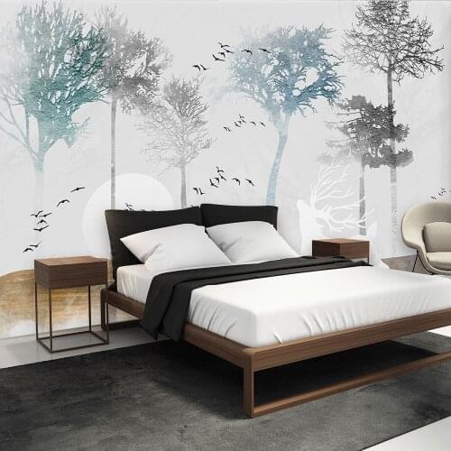Custom Mural Wallpaper Modern Minimalist Texture Fresh Style Jungle Elk TV Background Wall Painting