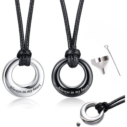 Cremation Jewelry Urn Necklace for Ashes, Circle of Life Eternity Memorial Pendant Gift Made of 316L Stainless Steel