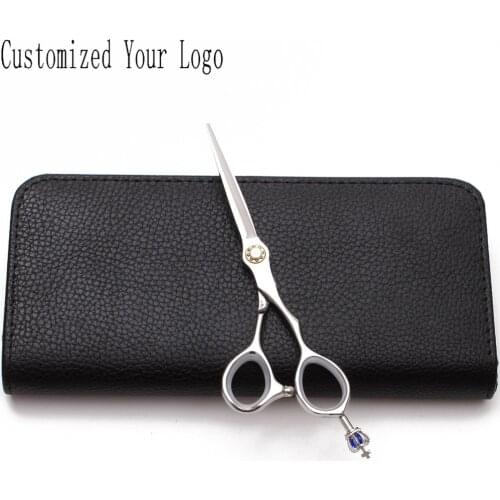 6" 17.5cm Engraving Logo JP 440C Silver Hairdressing Scissors Cutting Shears Regular Scissors Professional Hair Scissors C9020