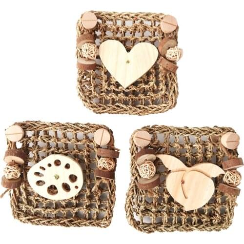 Parrot Toys Woven Seagrass Birds Foraging Wall Toy Rabbit Hamster Climbing Chewing Hanging Mat Toy Parrots Chewing Training Tool