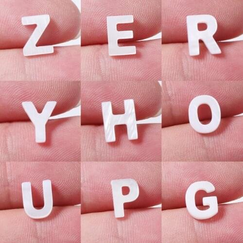 Shell 26 Letters Charms DIY Pendant 8*10mm 3pcs/lots for Jewelry Making Horseshoe Snail Necklace Bracelets Accessories