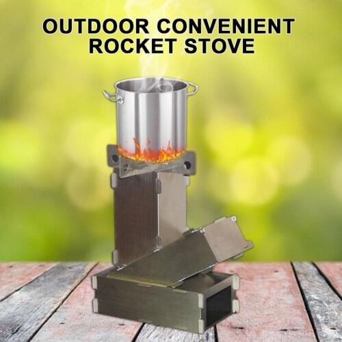 Stainless Steel Camping Rocket Stove Portable Picnic Wood Burning Cook Stoves Windproof Outdoor Courtyard Cooking Stove