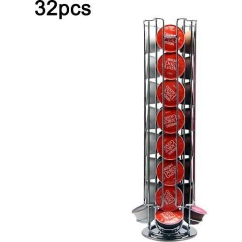 18/24/30/32 Cups Rotatable Coffee Pod Holder Stainless Steel Capsule Display Rack Stand Storage Shelves For Dolce Gusto Capsule