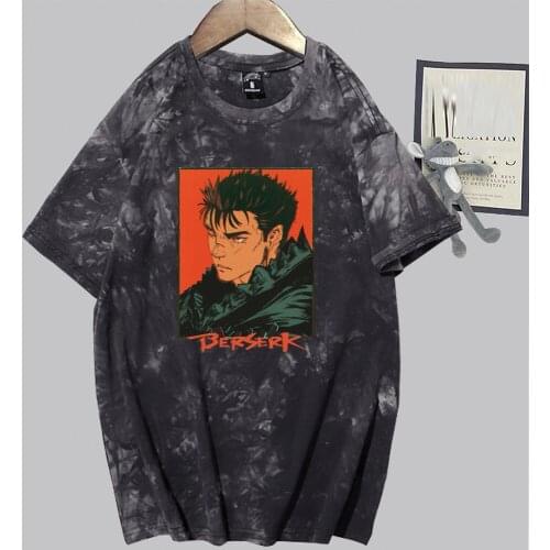 BerserkT-shirt Print Fashion Short Sleeve Round Neck Tie Dye Anime Tops Summer