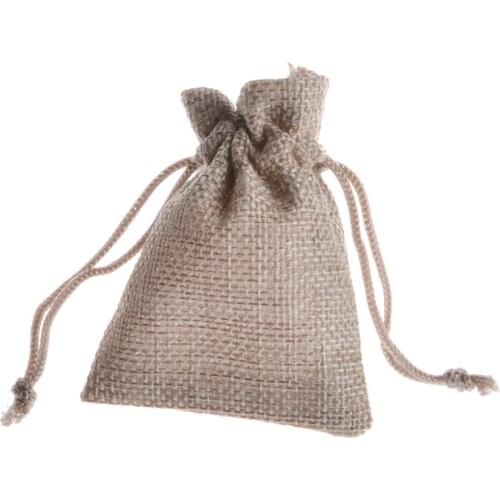 Handmade Jute Burlap Jewelry Bag Candy Rings Tea Holiday Drawstring Pouches Wedding Sack Favor Small Sachet Gift Package Bag