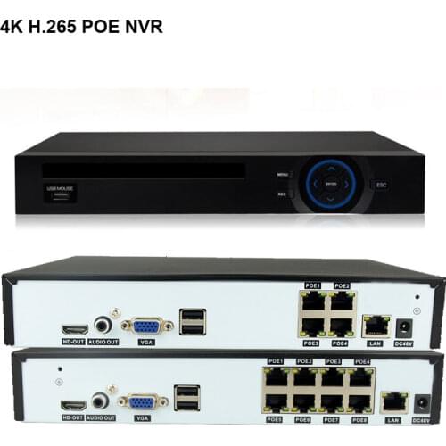 4k Ultra HD POE NVR Video Recorder Onvif H.265 48V IP Camera CCTV System P2P Network Security Surveillance Camera 4CH 8CH