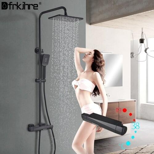 Bathroom Rainfall Black Faucet Set Wall Mount Rain Brass Shower Faucet Bathtub Tap Faucet Brass Hand Shower 360 Rotatble Spout