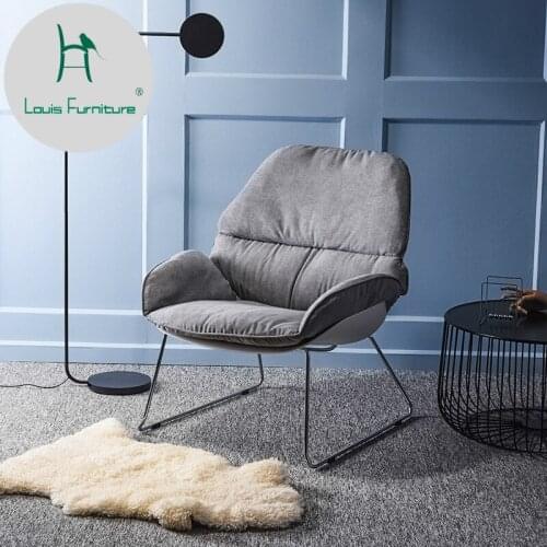 Louis Fashion Living Room Chair Nordic Single Simple Cloth Removable Wash Lazy Family Living Room Balcony Leisure Room