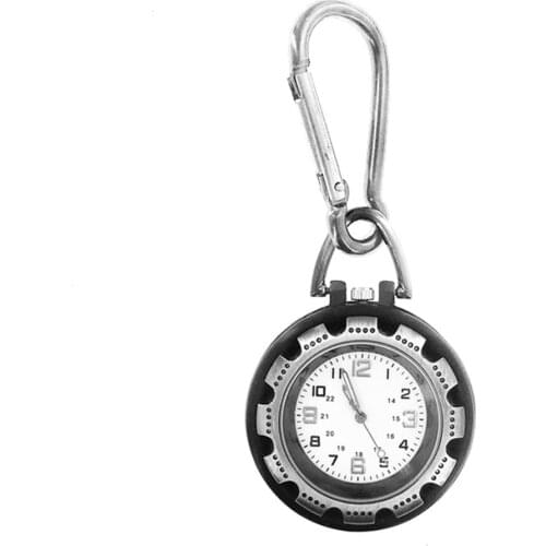 1pc Luminous Carabiner Quartz Watch Portable Hook Up Backpack Pocket Fob Watch Mini Round Number Dial Watch For Doctors Nurses