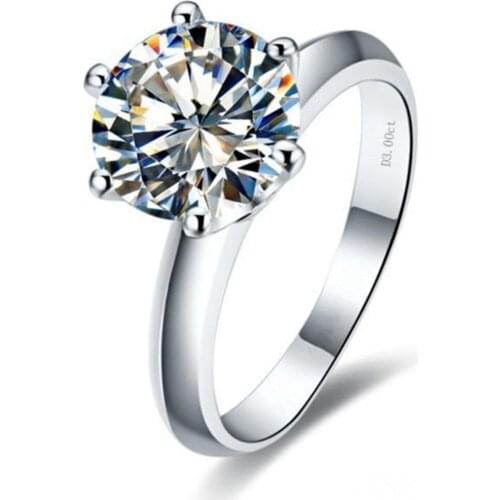 Test as Diamond ! 2CT Ring Crown Design Prongs Excellent Round Moissanite Diamond Ring Jewelry Women 18K White Gold Engagement