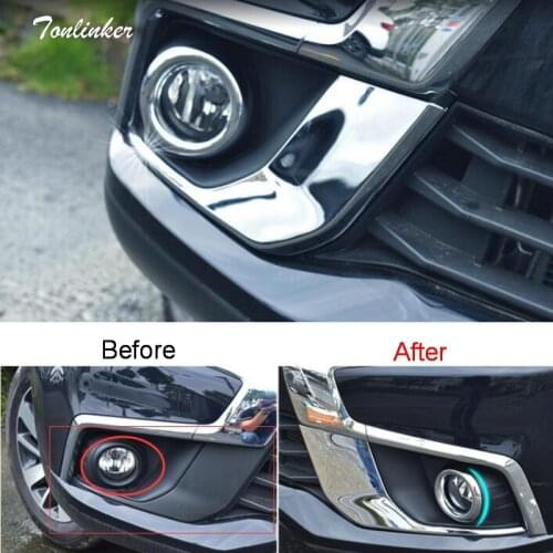 Tonlinker Cover Case Stickers for Mitsubishi ASX 2016-18 Car Styling 1/2 PCS ABS Chrome Front/Rear fog decoration Cover stickers
