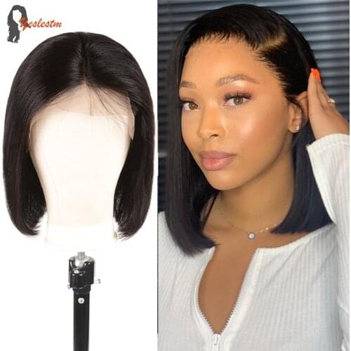 Yeslestm 13x1 Straight Lace Front Human Hair Wigs 180 Density Lace Frontal Wig Remy Brazilian Human Hair Lace Wigs Closure Wig