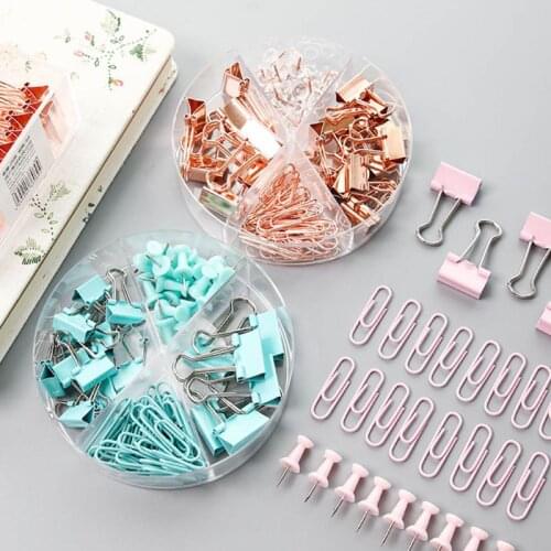 72pcs Metal Paper Clip Multipurpose Thumbtacks Office Document Long Tail Clips School Supplies 3 Colors C26