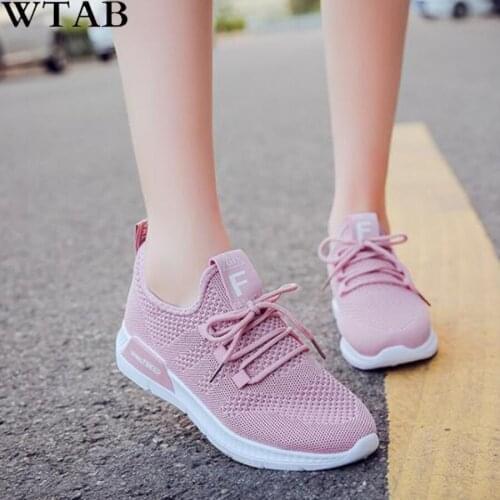 WTAB 2019 New Summer Mesh Sneakers Lightweight Pink Casual Shoes for Women Breathable Trainer Flat Mesh Tenis Feminino Shoes