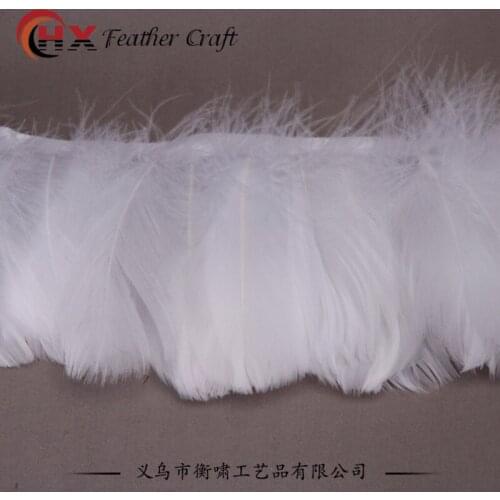 1Meter Goose Feather Trim Natural Feathers On Ribbon 8-12cm For Wedding Dress/Shirt Decoration DIY Sewing Crafts Plume