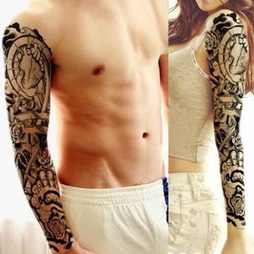 1PCS Full Arm Flower Tattoo Sticker Waterproof Temporary Tattoo Sleeve Men Women Body Paint Water Transfer Fake Tatoo Sleeve