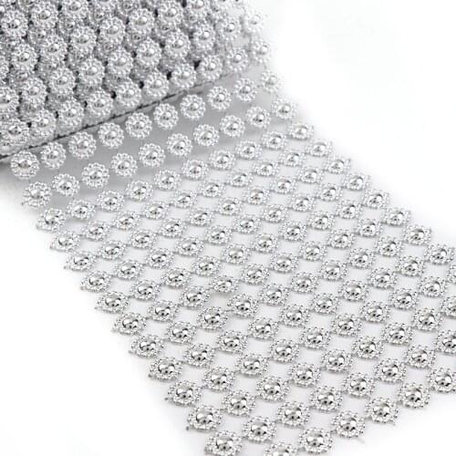 10 Rows Of 10 mm Sunflower Rhinestone Grid Decoration Silver ABS Plastic Sewing DIY Craft Jewelry