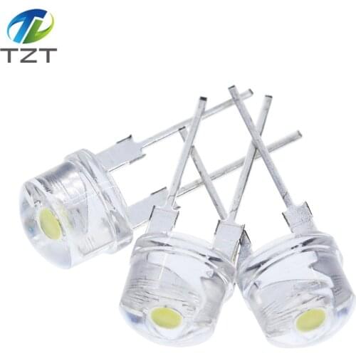 100pcs 8mm straw hat LED lamp bead are white light 0.5W F8MM power 0.5W hat light-emitting diode