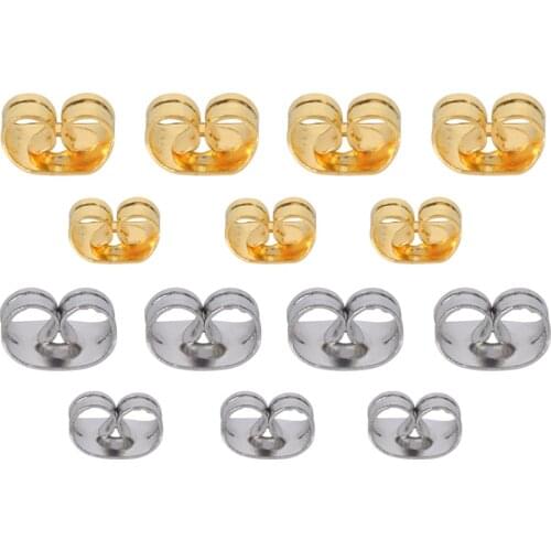 100Pcs/Lot Stainless Steel Gold Color Scrolls Ear Post For Jewelry Making Supplies DIY Blocked Caps Studs Earring Backs Stopper