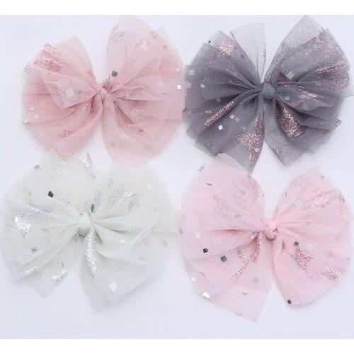 2 Piece New Glitter Gauze Girls Headbands Children Hair Clip Cute Kids Elastic Hair Bands Big Hairpin Hair Accessories Gift