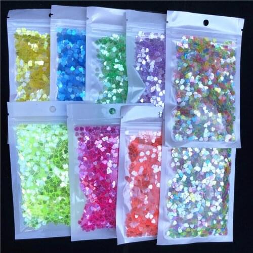 4mm Heart Nail Sequins Craft DIY Crystal Color 3D Sticker Flakes Paillettes Nail Art Glitter Flake Wedding Decoration Confetti