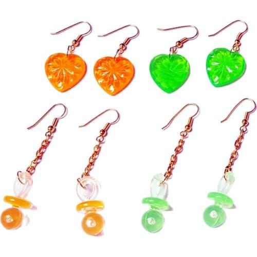 6 Pairs VINTAGE Plastic Charms Earring Retro Fashion Jewellery Girl Toy Pacifier birthday party Favors pinata novelty gift prize