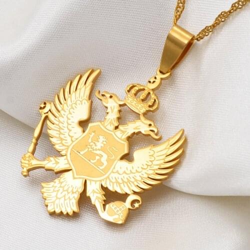 Anniyo Montenegro Necklaces Women Girls Montenegro Charm Eagle Jewelry Gold/Silver Color Moon and stars Montenegrin #120921