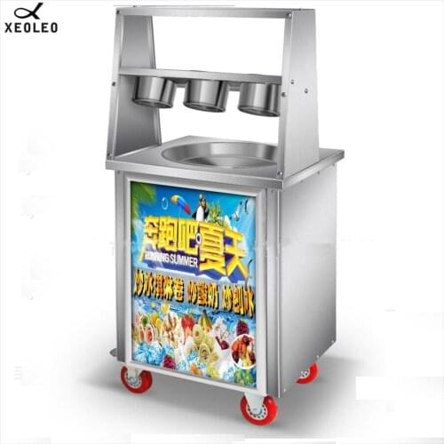 XEOLEO Single pot Fry Ice machine Roll Ice Frier 1500W Yogurt Frying machine Stainless steel Fry Roll Ice cream maker CE approve