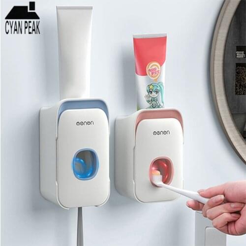 Automatic Toothpaste Dispenser Toothbrush Holder Wall Mounted Rack Toothpaste Squeezer Bathroom Accessories Set Storage Rack