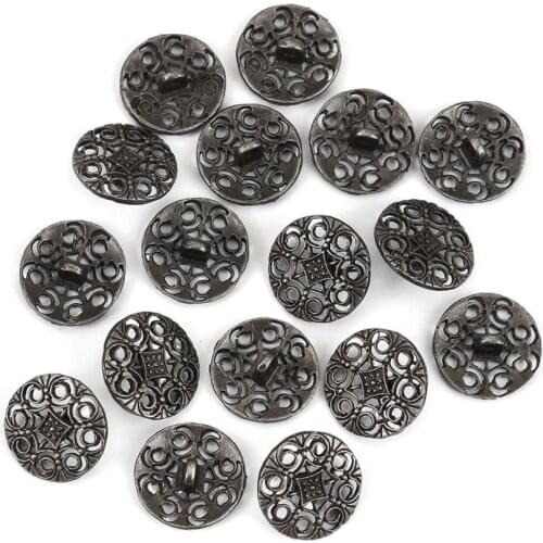 Zinc alloy Jeans Button Metal Buttons Round silver color Single Hole Flower Hollow Jacket Clothing DIY Supplies 18mm Dia,4 PCs