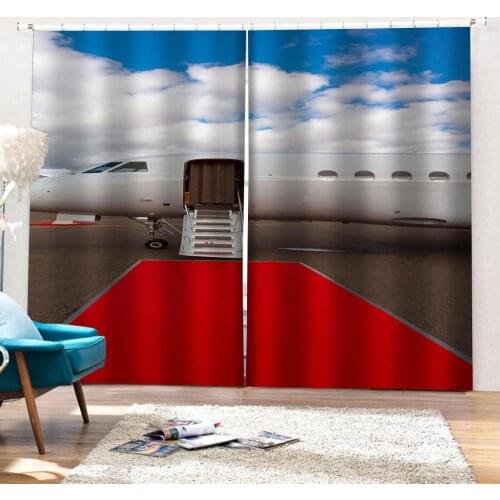 European Curtains Photo Painted 3D Curtain Living room airport curtains windproof thickening blackout fabric