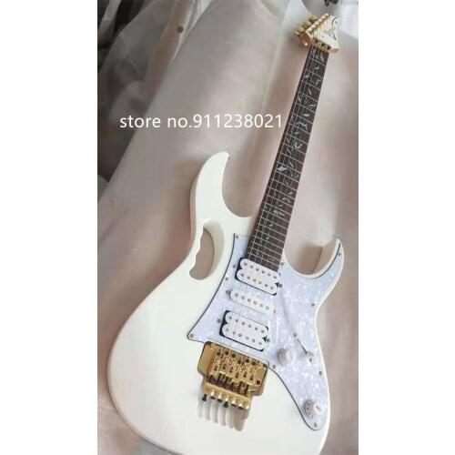 Guitarra eléctrica de alta calidad, cuerpo de caoba, cuello de caoba, diapasón de palisandro, blanco, incrustación personalizada
