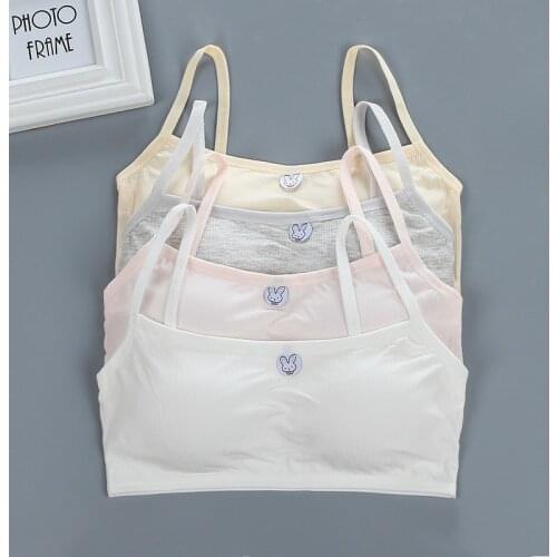 Cotton Bra Girls Training Puberty Kids Cartoon Lingerie Sports Tops Tanks Breathable Underwires Gym Double Deck Vests 13-28Y