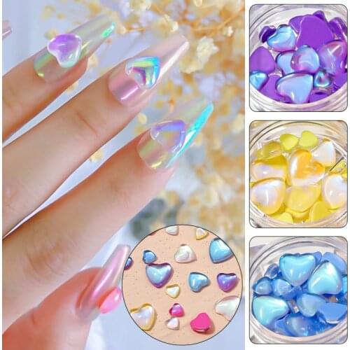 Nail Stone Heart Shape Crystal Colorful Jelly Rhinestones 3D Nail Art Decor Gems Stones Manicure Nail Beads Glitter Strass