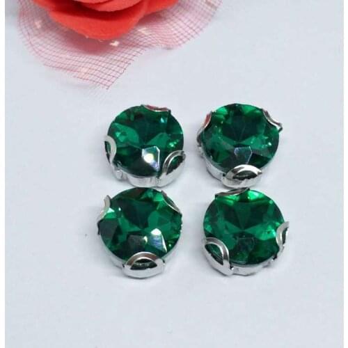 The Stone Flower Malachite green Crystal Glass Sewing Rhinestones with D Shape Claw DIY Jeans Woman and Wedding Dresses