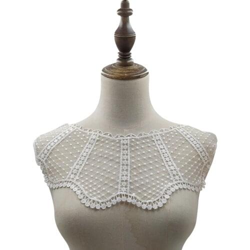 1 Pcs Lovely Tulle Embroidery Polka Dot Floral Fake Lace Collar scallop Lace Neckline For Wedding Bridal Dress Summer Dress Gown