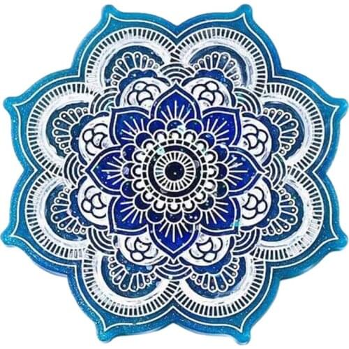 Mandala Coaster Epoxy Resin Mold Round Tray Cup Mat Casting Silicone Mould DIY Crafts Home Decoration Making Tool T21F