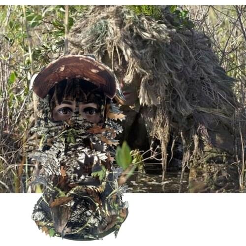 Full Face Mask Camouflage Head Cover 3D Leaf Hat Cap for Outdoor Hunting Camping