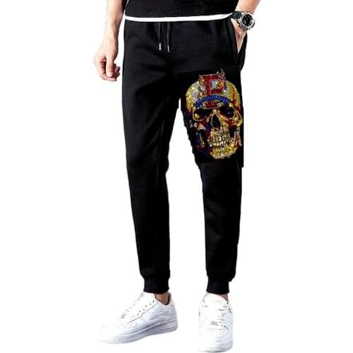 Sweatpants Men Skull Pants Fashions Joggers Pants Male Casual Rhinestones Sweatpants Fitness Track Pants Men Sweat Trouser