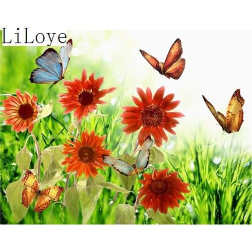 LI LOYE New style Butterfly flowers DIY Diamond Painting 100% full square drill Cross Stitch Embroidery Crystal Home Decor FZ41
