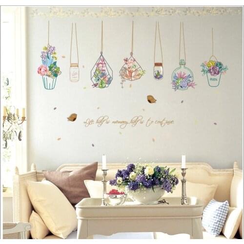 Bonsai Potted Flower Plants Wall Stickers Living Room Kitchen Window Home Decor Decorative Home Decor Decal