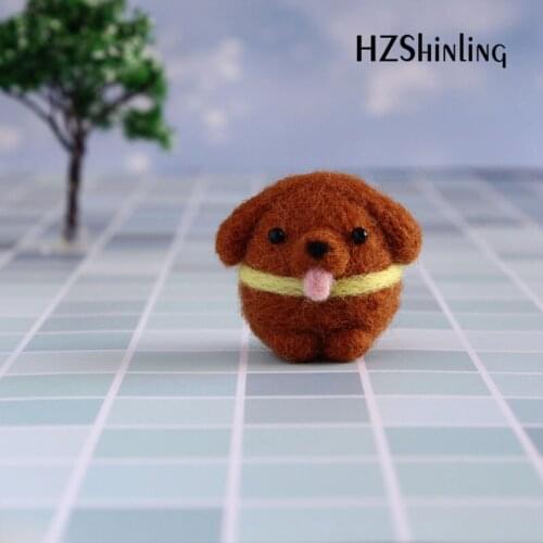 Non-Finished DIY Wool Felting Package Handmade Teddy Dog Toy Doll Wool Felt Poked Kitting For Teenagers